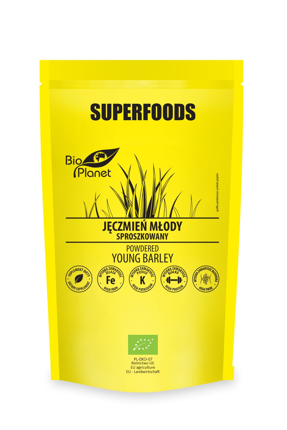 JĘCZMIEŃ MŁODY SPROSZKOWANY BIO 100 g – BIO PLANET SUPERFOODS
