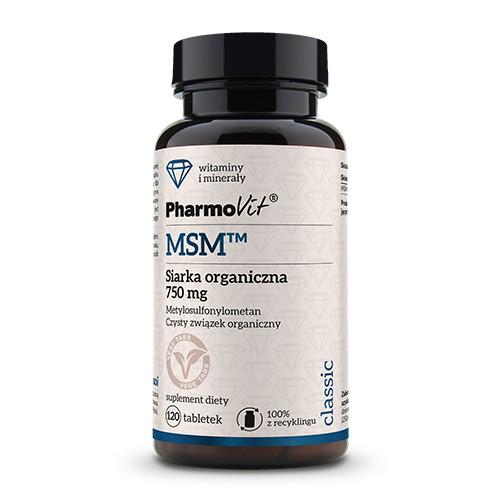 MSM SIARKA ORGANICZNA (750 mg) BEZGLUTENOWA 120 TABLETEK – PHARMOVIT (CLASSIC)