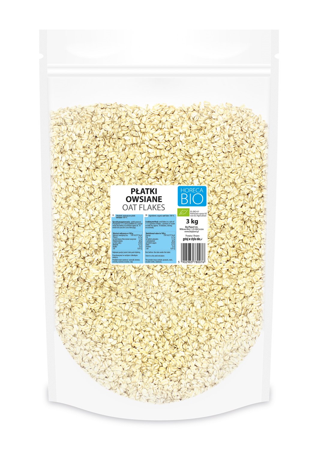 PŁATKI OWSIANE BIO 3 kg – HORECA (BIO PLANET)