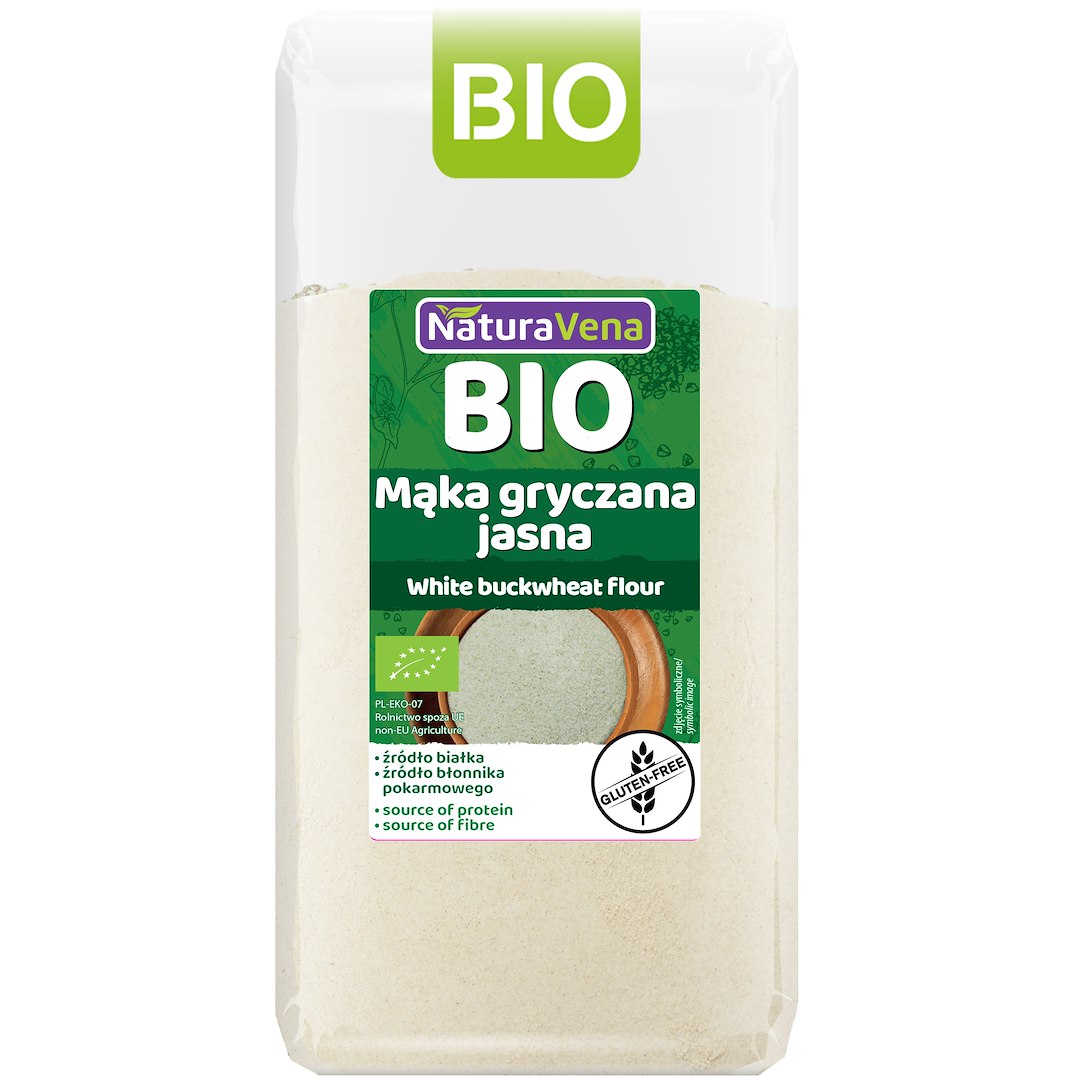MĄKA GRYCZANA JASNA BEZGLUTENOWA BIO 500 g – NATURAVENA