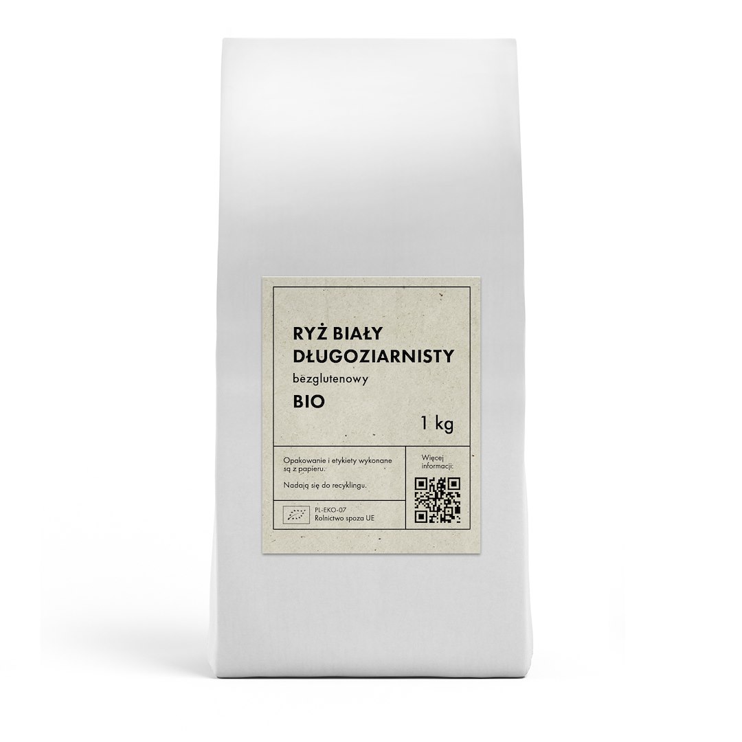 RYŻ BIAŁY DŁUGOZIARNISTY BEZGLUTENOWY BIO 1 kg – THE PLANET