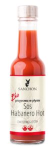 PRZYPRAWA WEGAŃSKA W PŁYNIE HABANERO HOT BEZGLUTENOWA BIO 140 ml – SANCHON
