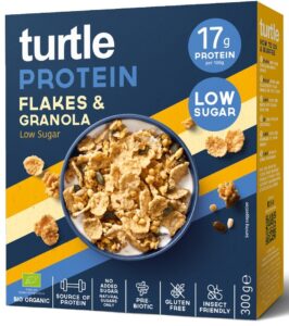 PŁATKI PROTEINOWE Z GRANOLĄ BEZGLUTENOWE BIO 300 g – TURTLE