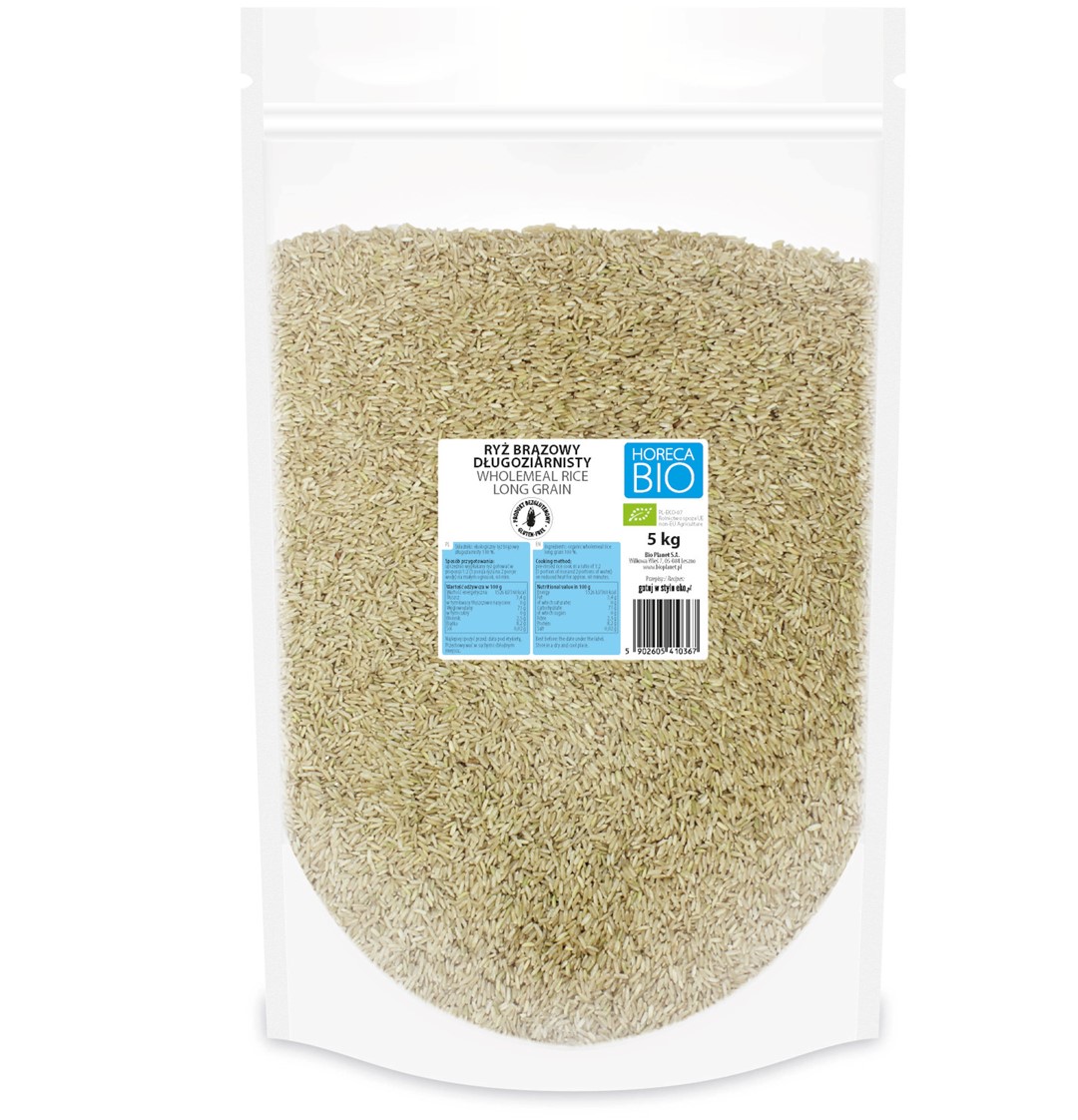 RYŻ BRĄZOWY DŁUGOZIARNISTY BEZGLUTENOWY BIO 5 kg – HORECA (BIO PLANET)