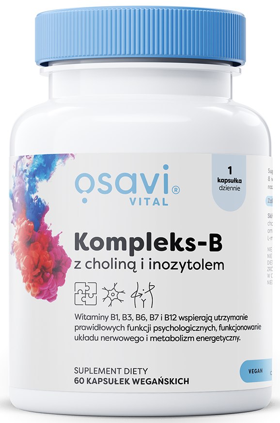 WITAMINA B + CHOLINA + INOZYTOL BEZGLUTENOWA 60 KAPSUŁEK - OSAVI