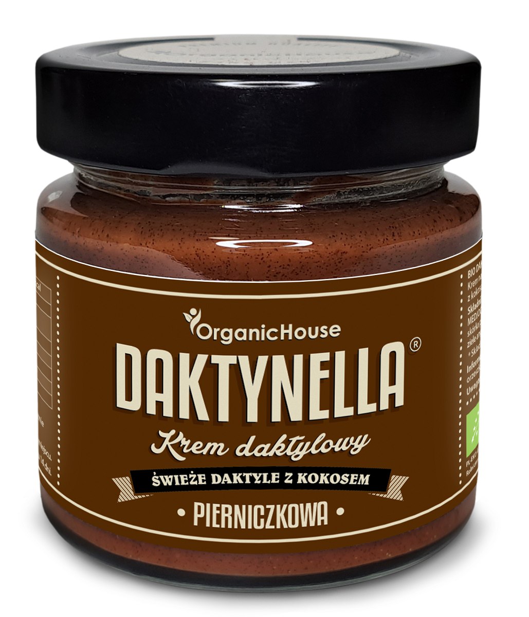 KREM KOKOS - DAKTYLE MEDJOOL - PIERNICZKOWY BEZGLUTENOWY BIO 190 g - ORGANICHOUSE (DAKTYNELLA) (PRODUKT SEZONOWY)